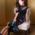 Black Ground with Floral Motifs | Modern one-Pieces Qipao Dress（晚俪）