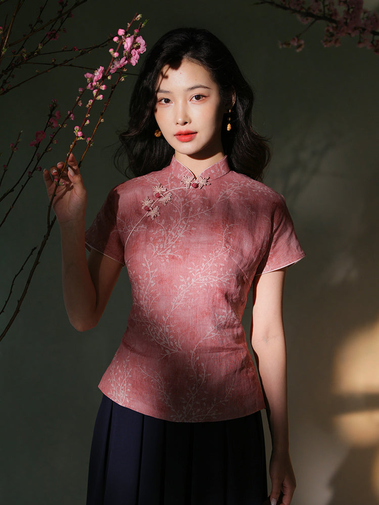 rouge color|Modern one-Pieces Qipao top（安悦）