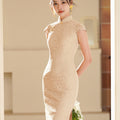 Apricot Stretch Lace | Modern one-Pieces Qipao Dress (金樱)