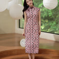Botanical-dyed geometric prints  | Modern one-Pieces Qipao Dress（念辞）