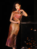 swoosh of sunset|Modern one-Pieces Qipao Dress（鎏光）