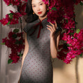Dusk Grey with Red Polka Dots | Modern one-Pieces Qipao Dress(佳音)