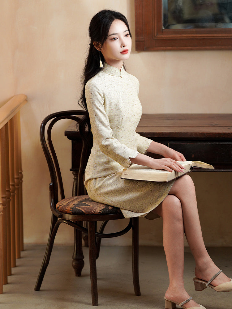 Champagne Gold Linen-Blend | A-Line Dress（南风）
