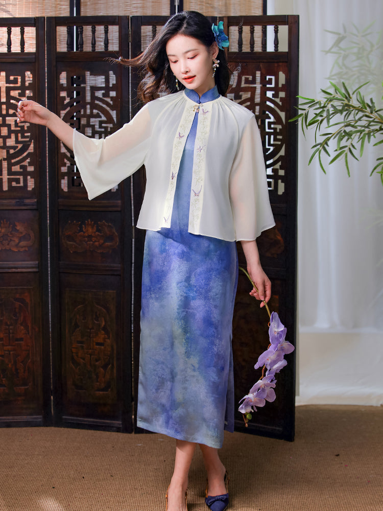 Transparent white|Butterfly Embroidery cardigan（淑蝶）