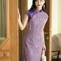 Amethyst Lace Embroidery | Modern one-Pieces Qipao Dress(玉妍)