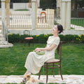 ivory white|Modern one-Pieces Qipao Dress（拢月）