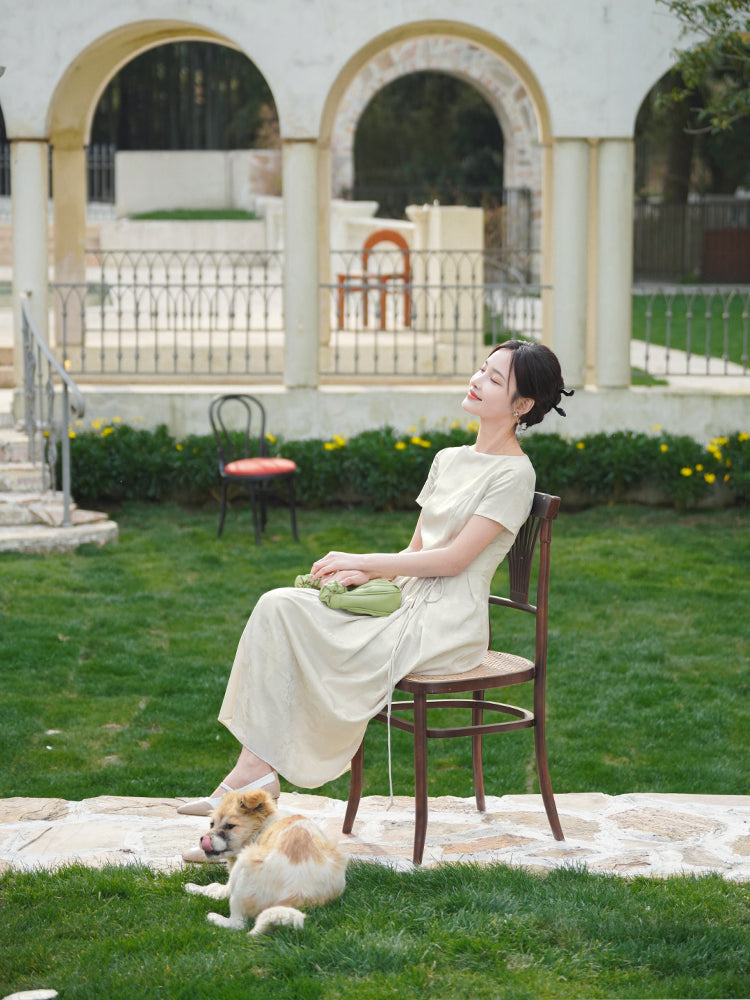 ivory white|Modern one-Pieces Qipao Dress（拢月）