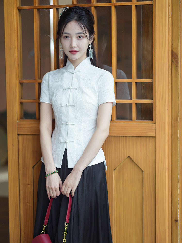 ink and black|Modern one-Pieces Chinese style shirt(月吟）