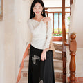 Milky White Long-Sleeve Knit | Contemporary Chinese-Inspired Top（南汐）