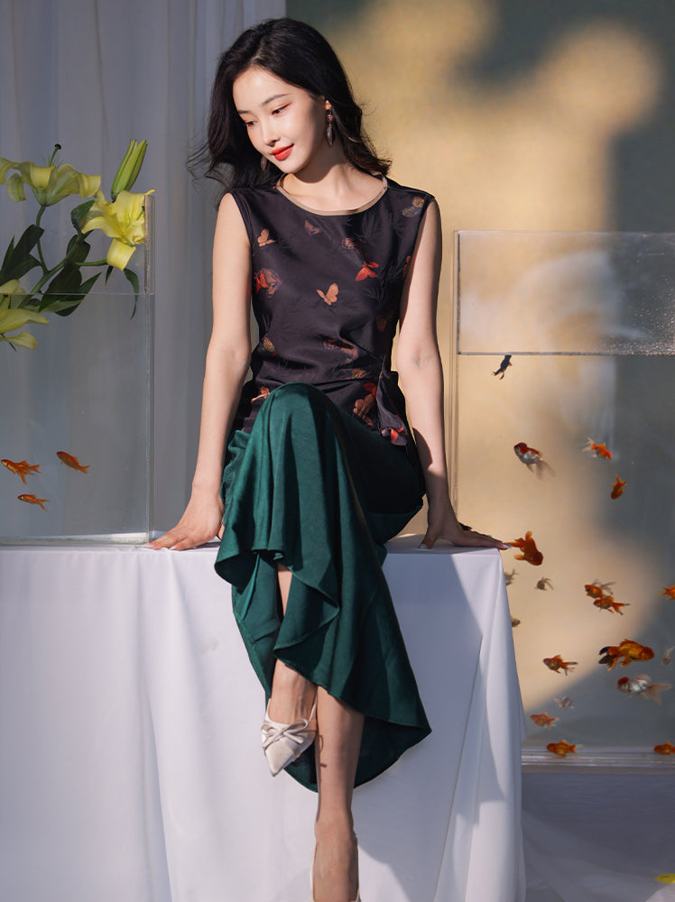 pine green| Cropped Fishtail Skirt（春渐）