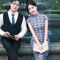 Dusty Blue Elastic Lace | Modern one-Pieces Qipao Dress（兰若）