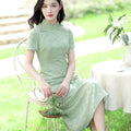 Pea - Green|Modern one-Pieces Qipao dress（陇月）
