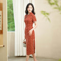 Red striping| Modern one-Pieces Qipao Dress（海云） - E·Beauty
