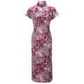 Rose Pink Chiffon Print | Modern one-Pieces Qipao Dress (花间游)