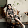 Caramel Diamond Lattice lace | Modern one-Pieces Qipao Dress（晗香）