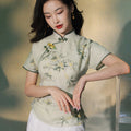 light green|Osmanthus Print Qipao top（沁寒）