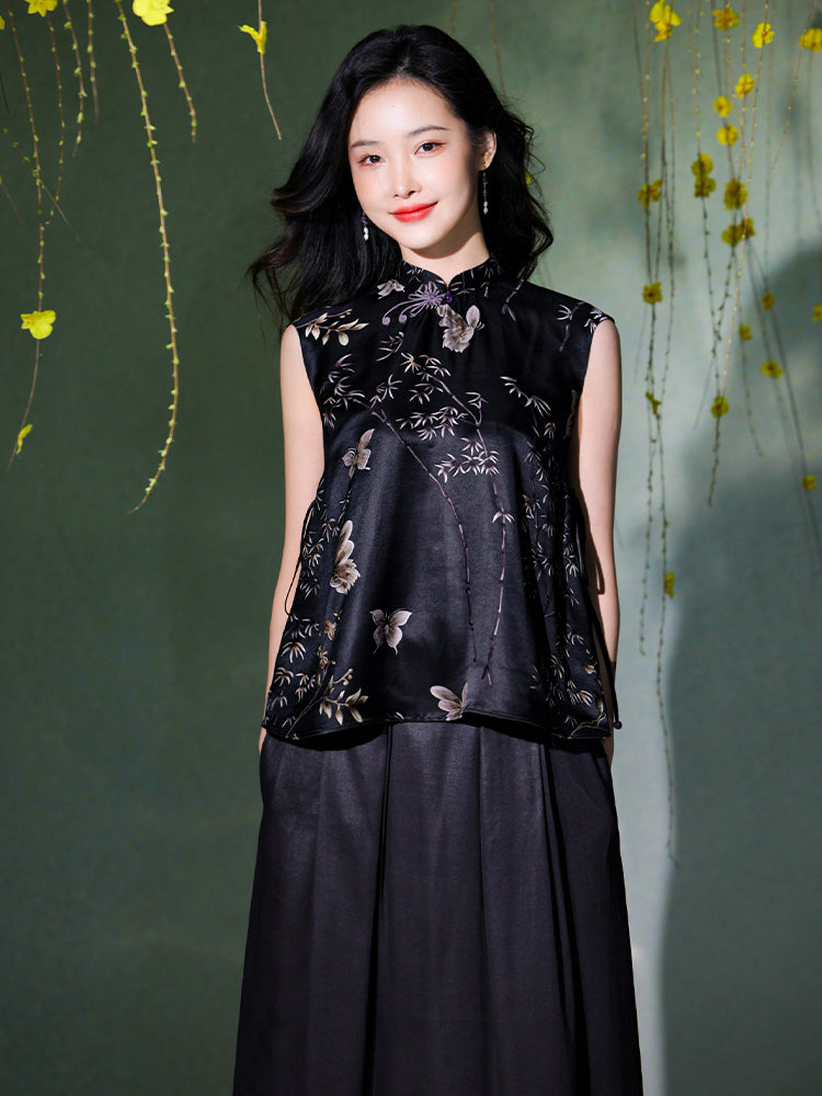 Deep purple - gray tone| Modern one-Pieces Qipao Top（阑霏）
