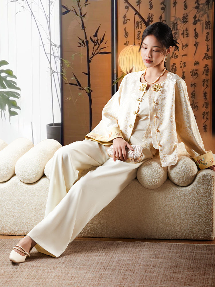Vintage-Inspired Republic Era Schoolgirl Dress  | Velvet Cheongsam Top（琳悦）