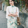 white lace|Versatile Qipao cardigan（青萤）