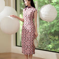 Botanical-dyed geometric prints  | Modern one-Pieces Qipao Dress（念辞）
