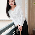Milky White Long-Sleeve Knit | Contemporary Chinese-Inspired Top（南汐）