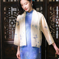 Light beige with pale blue floral prints cardigan（蔓蝶）