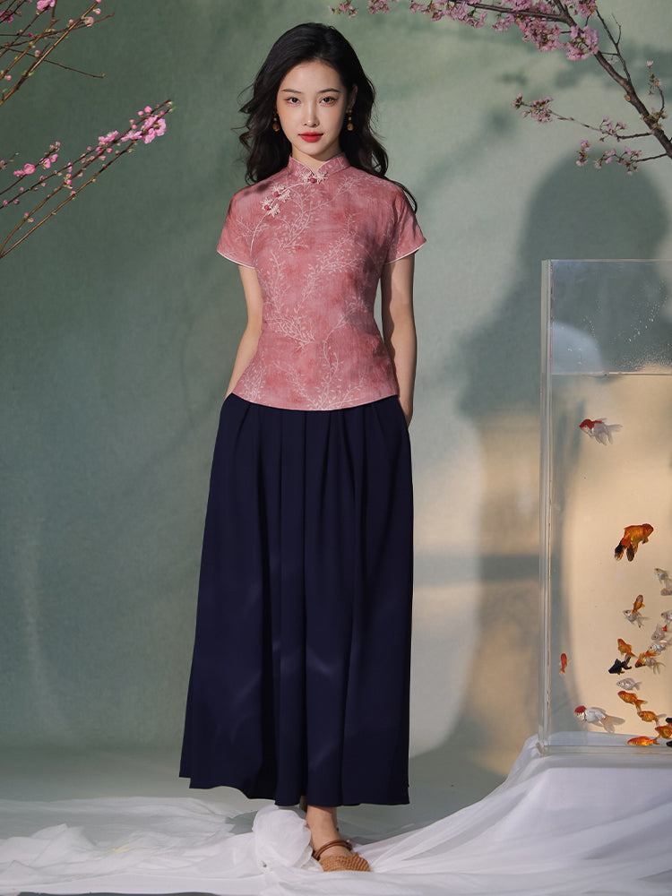 rouge color|Modern one-Pieces Qipao top（安悦）