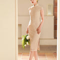Apricot Stretch Lace | Modern one-Pieces Qipao Dress (金樱)