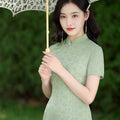 Pea - Green|Modern one-Pieces Qipao dress（陇月）