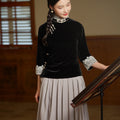 Vintage-Inspired Republic Era Schoolgirl Dress  | Velvet Cheongsam Top（徽茵）