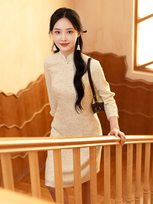 Champagne Gold Linen-Blend | A-Line Dress（南风）