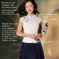 White|Orchid Embroidery Modern one-Pieces Qipao blouse（令娴）