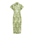 Tender Green Embroidered Lily Orchid | Modern one-Pieces Qipao Dress (杳卿)