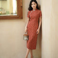 Red striping| Modern one-Pieces Qipao Dress（海云） - E·Beauty