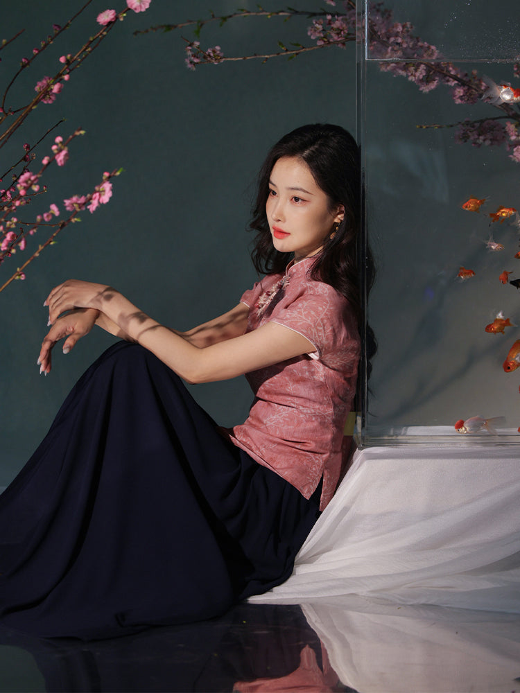 rouge color|Modern one-Pieces Qipao top（安悦）