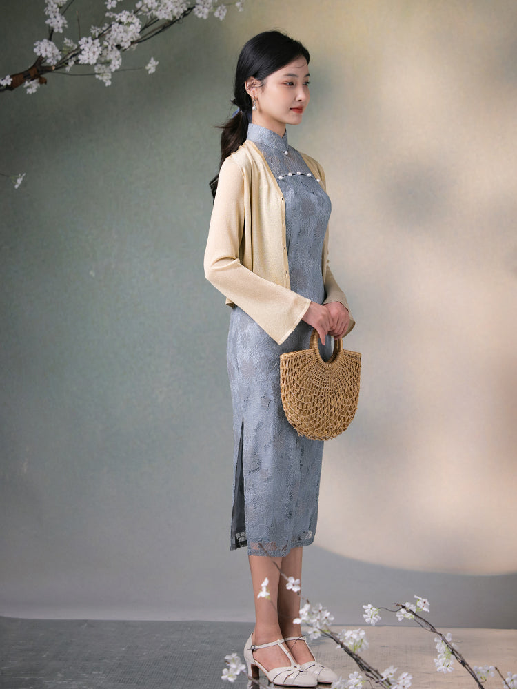 Ice Feeling Imported Metallic Glitter Yarn micro-knit cardigan（莎婳）