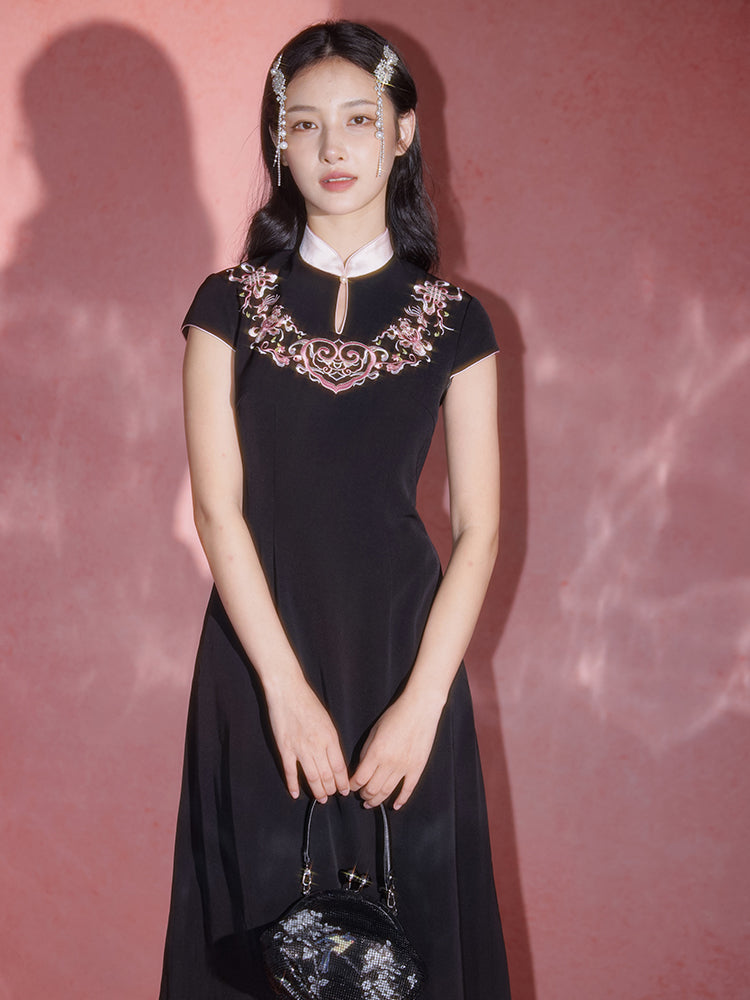 Sumi Black Artisan Embroidery | Neo-Chinese Dress（如苑）