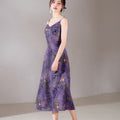 Lilac purple|Modern one-Pieces spaghetti strap dress（馨竹）