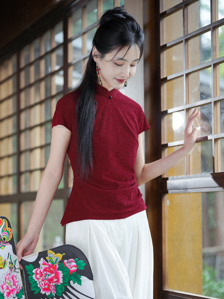 reddish color|Modern one-Pieces Qipao top（胭华）