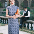 Dusty Blue Elastic Lace | Modern one-Pieces Qipao Dress（兰若）