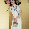 Ivory White Hand-Painted Bamboo | Neo-Chinese Dress（君竹）