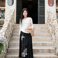 Milky White Long-Sleeve Knit | Contemporary Chinese-Inspired Top（南汐）