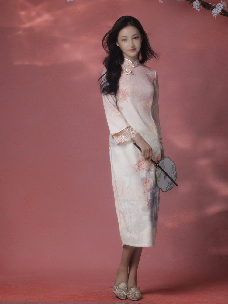 Rose Placement Print | Modern one-Pieces Qipao Dress（瑰颜）