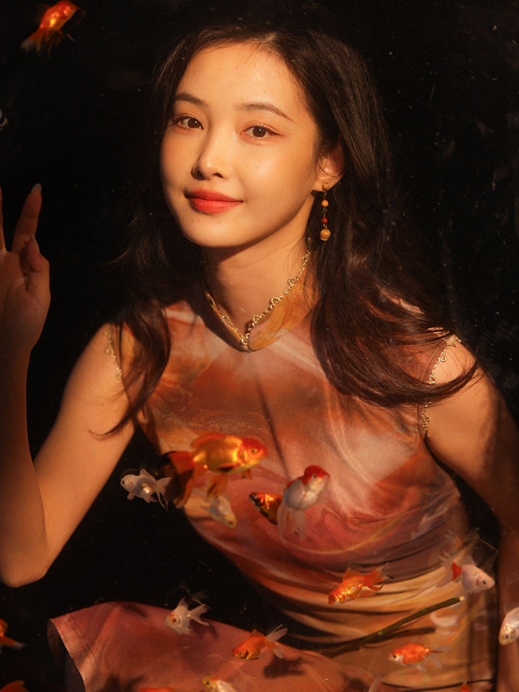 swoosh of sunset|Modern one-Pieces Qipao Dress（鎏光）