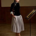 Vintage-Inspired Republic Era Schoolgirl Dress  | Velvet Cheongsam Top（徽茵）