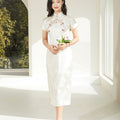 Ivory Vintage Ruyi Embroidery  | Modern one-Pieces Qipao Dress（玉茗）