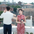 Leather Pink|Modern one-Pieces Qipao Dress（相思子）