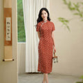 Red striping| Modern one-Pieces Qipao Dress（海云） - E·Beauty