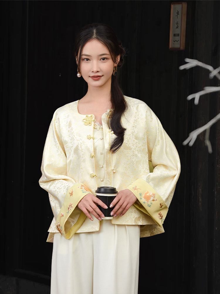 Vintage-Inspired Republic Era Schoolgirl Dress  | Velvet Cheongsam Top（琳悦）