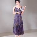 Lilac purple|Modern one-Pieces spaghetti strap dress（馨竹）